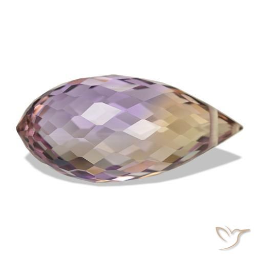 8.46 ct Bi-color Ametrine Stone, Natural Ametrine in Briolette with Hole Shape for Sale