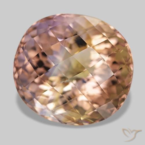15.86 ct Bi-color Ametrine Stone, Natural Ametrine in Oval Checkerboard Shape for Sale