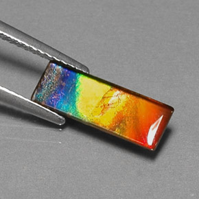 1.83 ct Multicolor Ammolite Gemstone, Ammolite Gem in Baguette Cabochon Shape for Sale.