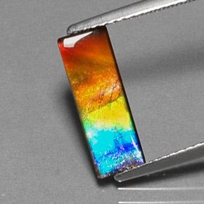 1.83 ct Multicolor Ammolite Stone, Natural Ammolite in Baguette Cabochon Shape for Sale