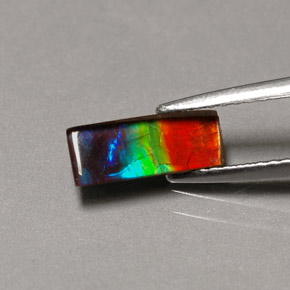 1.11 ct Multicolor Ammolite Gemstone, Ammolite Gem in Baguette Cabochon Shape for Sale.