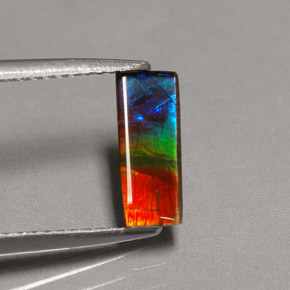 1.11 ct Multicolor Ammolite Stone, Natural Ammolite in Baguette Cabochon Shape for Sale