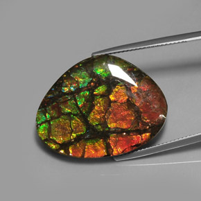 28.64 ct Multicolor Ammolite Gemstone, Ammolite Gem in Fancy Cabochon Shape for Sale.