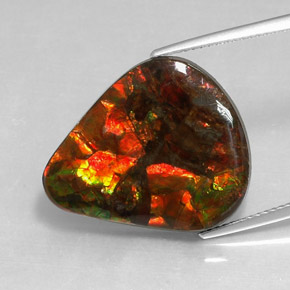 14.24 ct Multicolor Ammolite Gemstone, Ammolite Gem in Fancy Cabochon Shape for Sale.