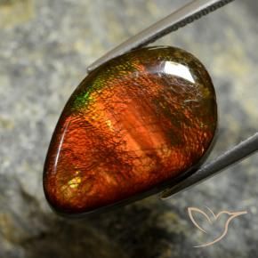10.57 ct Multicolor Ammolite Stone, Natural Ammolite in Fancy Cabochon Shape for Sale