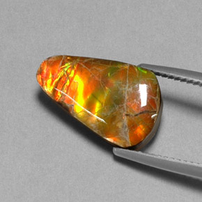 5.20 ct Multicolor Ammolite Gemstone, Ammolite Gem in Fancy Cabochon Shape for Sale.