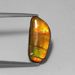 3.60 ct Multicolor Ammolite Gemstone, Ammolite Gem in Fancy Cabochon Shape for Sale.