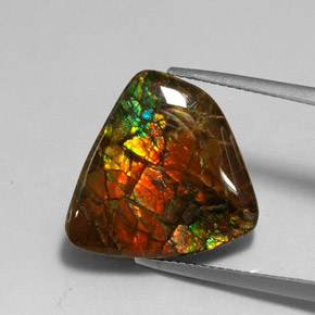 11.39 ct Multicolor Ammolite Gemstone, Ammolite Gem in Fancy Cabochon Shape for Sale.