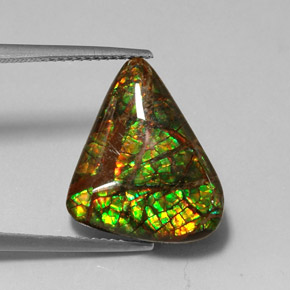 7.79 ct Multicolor Ammolite Gemstone, Ammolite Gem in Fancy Cabochon Shape for Sale.