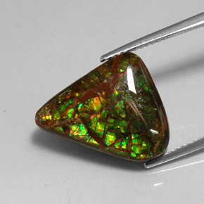 7.79 ct Multicolor Ammolite Stone, Natural Ammolite in Fancy Cabochon Shape for Sale