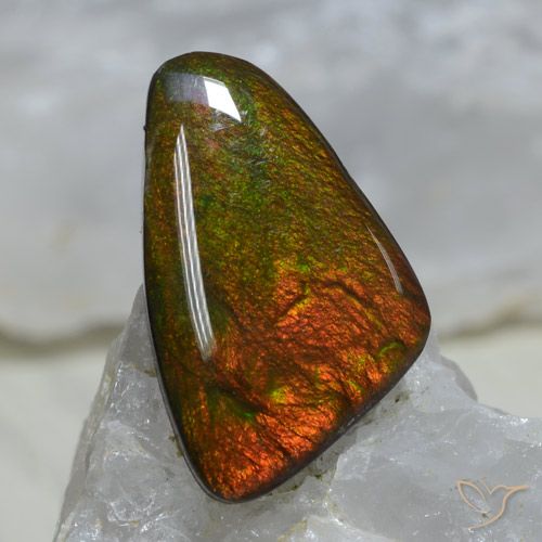 Ammolite Multicolore fancy cabochon 8,89 ct du Canada, dimension 21x13 mm, pierre gemme naturelle assemblé, pureté Opaque , 1 pièce Ammolite de couleur Multicolore, dureté Mohs de 4 à 4, Photo A