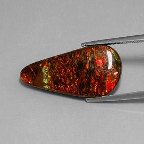 9.52 ct Multicolor Ammolite Gemstone, Ammolite Gem in Pear Cabochon Shape for Sale.