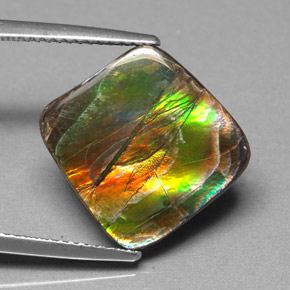 6.25 ct Multicolor Ammolite Stone, Natural Ammolite in Fancy Cabochon Shape for Sale