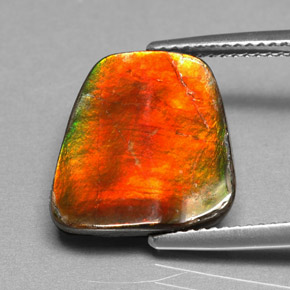 5.17 ct Multicolor Ammolite Gemstone, Ammolite Gem in Fancy Cabochon Shape for Sale.