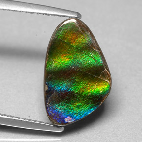 4.54 ct Multicolor Ammolite Gemstone, Ammolite Gem in Fancy Cabochon Shape for Sale.