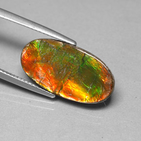 6.13 ct Multicolor Ammolite Stone, Natural Ammolite in Fancy Cabochon Shape for Sale