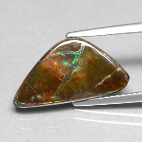3.46 ct Multicolor Ammolite Gemstone, Ammolite Gem in Fancy Cabochon Shape for Sale.