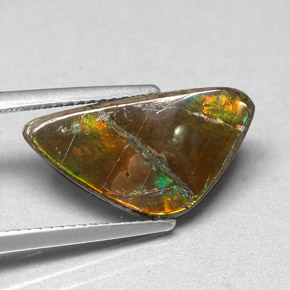 3.46 ct Multicolor Ammolite Stone, Natural Ammolite in Fancy Cabochon Shape for Sale