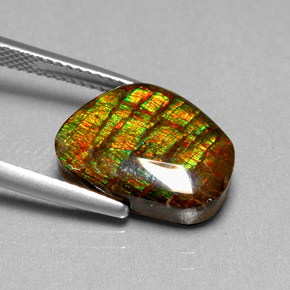6.74 ct Multicolor Ammolite Stone, Natural Ammolite in Fancy Cabochon Shape for Sale