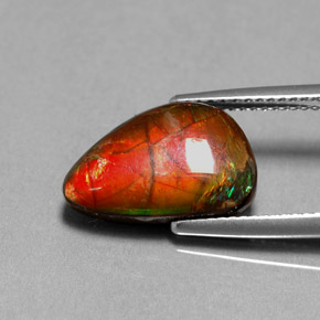 4.85 ct Multicolor Ammolite Gemstone, Ammolite Gem in Fancy Cabochon Shape for Sale.