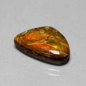 5.71 ct Multicolor Ammolite Gemstone, Ammolite Gem in Fancy Cabochon Shape for Sale.