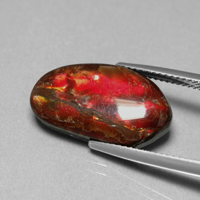 7.65 ct Multicolor Ammolite Gemstone, Ammolite Gem in Fancy Cabochon Shape for Sale.
