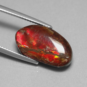 7.65 ct Multicolor Ammolite Stone, Natural Ammolite in Fancy Cabochon Shape for Sale