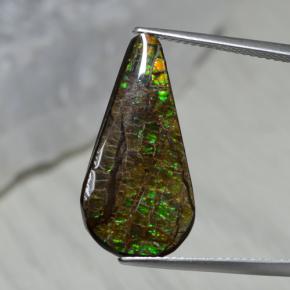 7.94 ct Multicolor Ammolite Gemstone, Ammolite Gem in Pear Cabochon Shape for Sale.