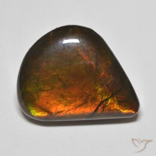 8.83ct Natural Multicolor Ammolite, Pear Shape, Opaque
