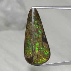 9.02 ct Multicolor Ammolite Gemstone, Ammolite Gem in Pear Cabochon Shape for Sale.