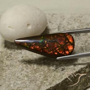 10.43 ct Multicolor Ammolite Stone, Natural Ammolite in Pear Cabochon Shape for Sale