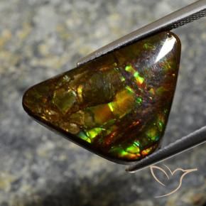 11.39 ct Multicolor Ammolite Stone, Natural Ammolite in Fancy Cabochon Shape for Sale