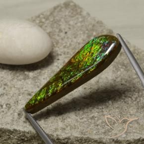 14.49 ct Multicolor Ammolite Stone, Natural Ammolite in Fancy Cabochon Shape for Sale
