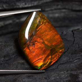 15.89 ct Multicolor Ammolite Gemstone, Ammolite Gem in Fancy Cabochon Shape for Sale.