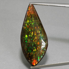 19.86 ct Multicolor Ammolite Gemstone, Ammolite Gem in Fancy Cabochon Shape for Sale.