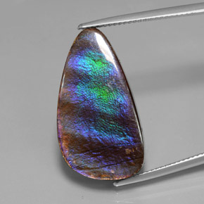 15.59 ct Multicolor Ammolite Gemstone, Ammolite Gem in Fancy Cabochon Shape for Sale.