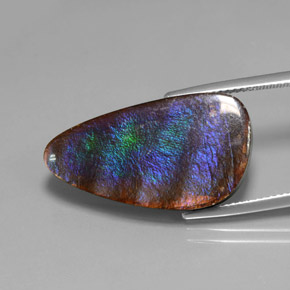 15.59 ct Multicolor Ammolite Stone, Natural Ammolite in Fancy Cabochon Shape for Sale