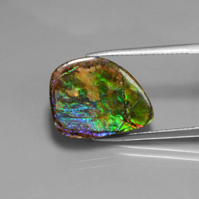 10.38 ct Multicolor Ammolite Gemstone, Ammolite Gem in Fancy Cabochon Shape for Sale.