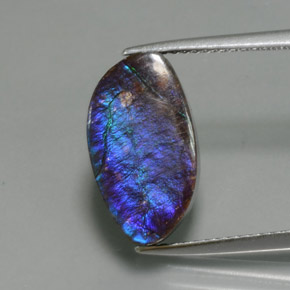 4.88 ct Multicolor Ammolite Gemstone, Ammolite Gem in Fancy Cabochon Shape for Sale.