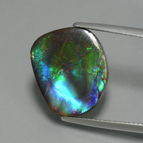 8.30 ct Multicolor Ammolite Gemstone, Ammolite Gem in Fancy Cabochon Shape for Sale.