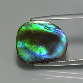 8.30 ct Multicolor Ammolite Stone, Natural Ammolite in Fancy Cabochon Shape for Sale