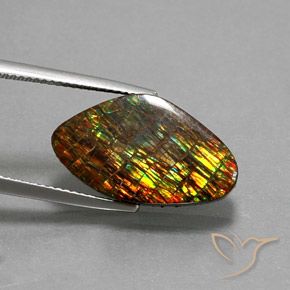 10.29 ct Multicolor Ammolite Stone, Natural Ammolite in Fancy Cabochon Shape for Sale