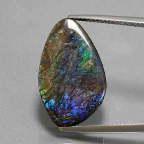 10.99 ct Multicolor Ammolite Gemstone, Ammolite Gem in Fancy Cabochon Shape for Sale.
