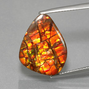 11.57 ct Multicolor Ammolite Gemstone, Ammolite Gem in Fancy Cabochon Shape for Sale.