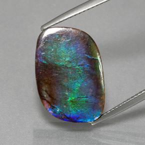 8.79 ct Multicolor Ammolite Gemstone, Ammolite Gem in Fancy Cabochon Shape for Sale.
