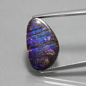 7.74 ct Multicolor Ammolite Gemstone, Ammolite Gem in Fancy Cabochon Shape for Sale.