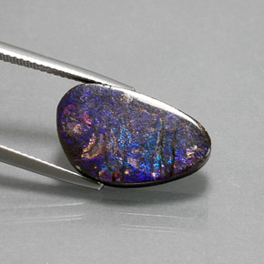 7.74 ct Multicolor Ammolite Stone, Natural Ammolite in Fancy Cabochon Shape for Sale