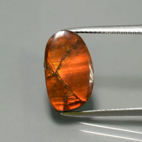 5.02 ct Multicolor Ammolite Gemstone, Ammolite Gem in Fancy Cabochon Shape for Sale.