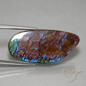 19.21 ct Multicolor Ammolite Stone, Natural Ammolite in Fancy Cabochon Shape for Sale
