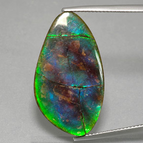 18.18 ct Multicolor Ammolite Gemstone, Ammolite Gem in Fancy Cabochon Shape for Sale.